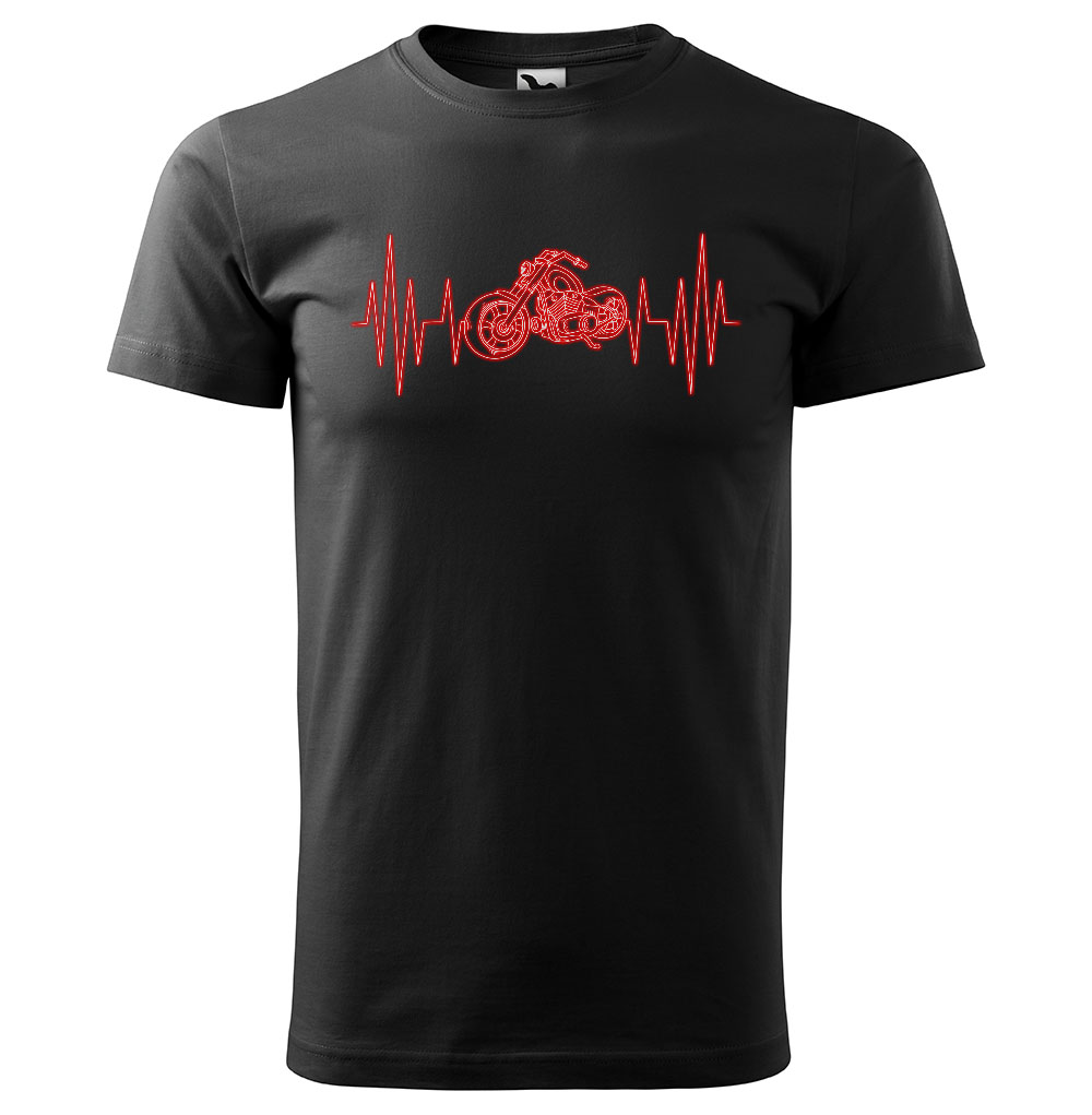 Tričko Srdeční puls – chopper (Velikost: XS, Typ: pro muže, Barva trička: Černá)