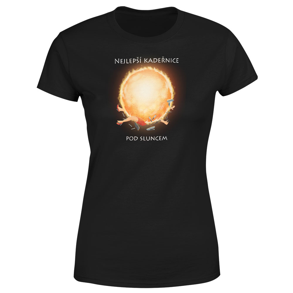 Tričko Nejlepší kadeřnice pod sluncem – dámské (Velikost: XS, Barva trička: Černá)
