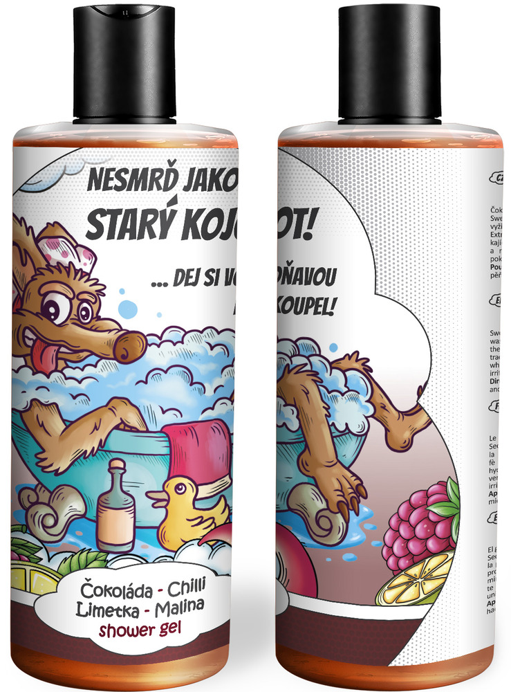 Vtipný sprchový gel – Jako kojot (Vůně sprchového gelu: Čokoláda, chilli, limetka & malina)