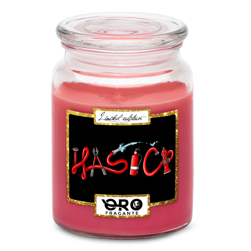 Svíčka Hasiči – red (Vůně svíčky: Višně v čokoládě)
