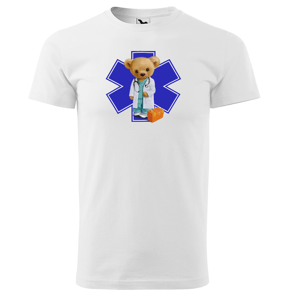 Tričko Medvěd – doktor (Velikost: XS, Typ: pro muže, Barva trička: Bílá)