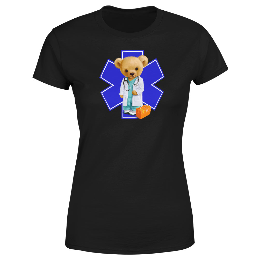 Tričko Medvěd – doktor (Velikost: XS, Typ: pro ženy, Barva trička: Černá)