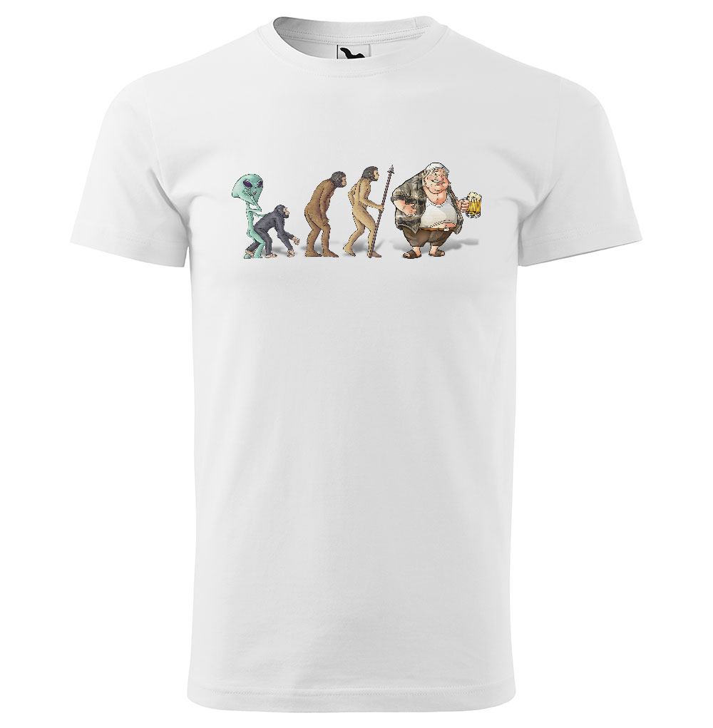 Tričko Evoluce pivaře (Velikost: XL, Barva trička: Bílá)