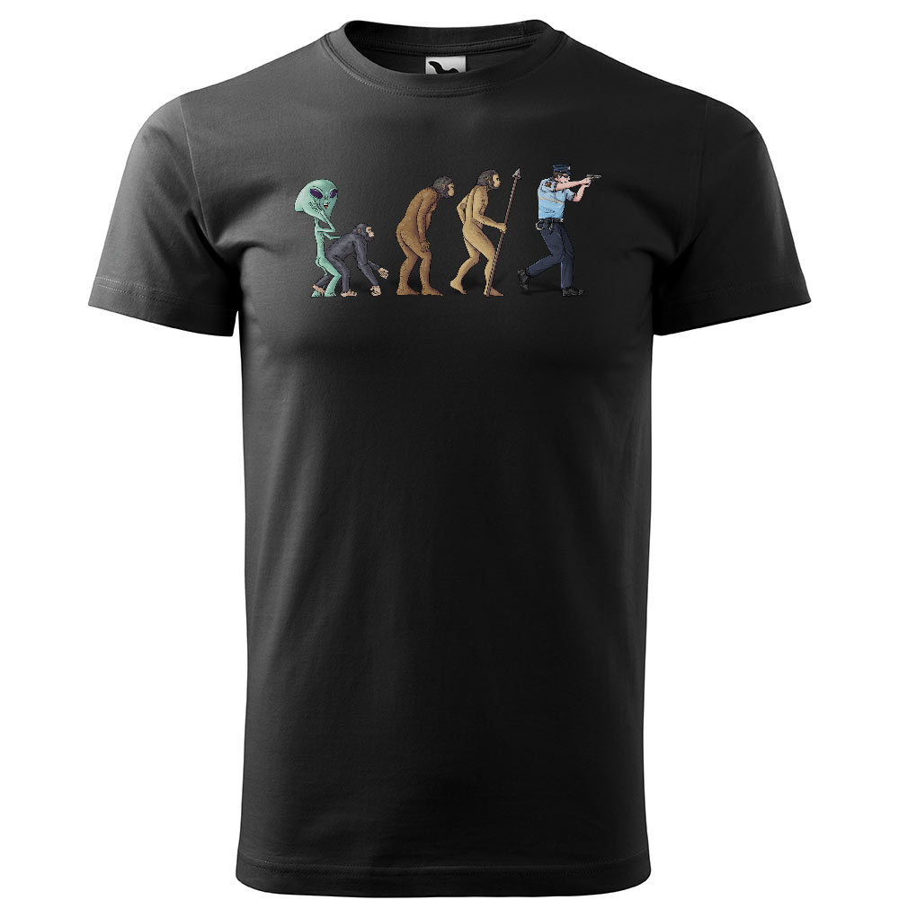 Tričko Policejní evoluce (Velikost: XS, Typ: pro muže, Barva trička: Černá)