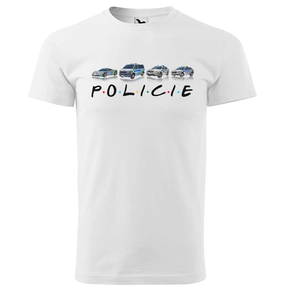 Tričko Policie (Velikost: L, Typ: pro muže, Barva trička: Bílá)