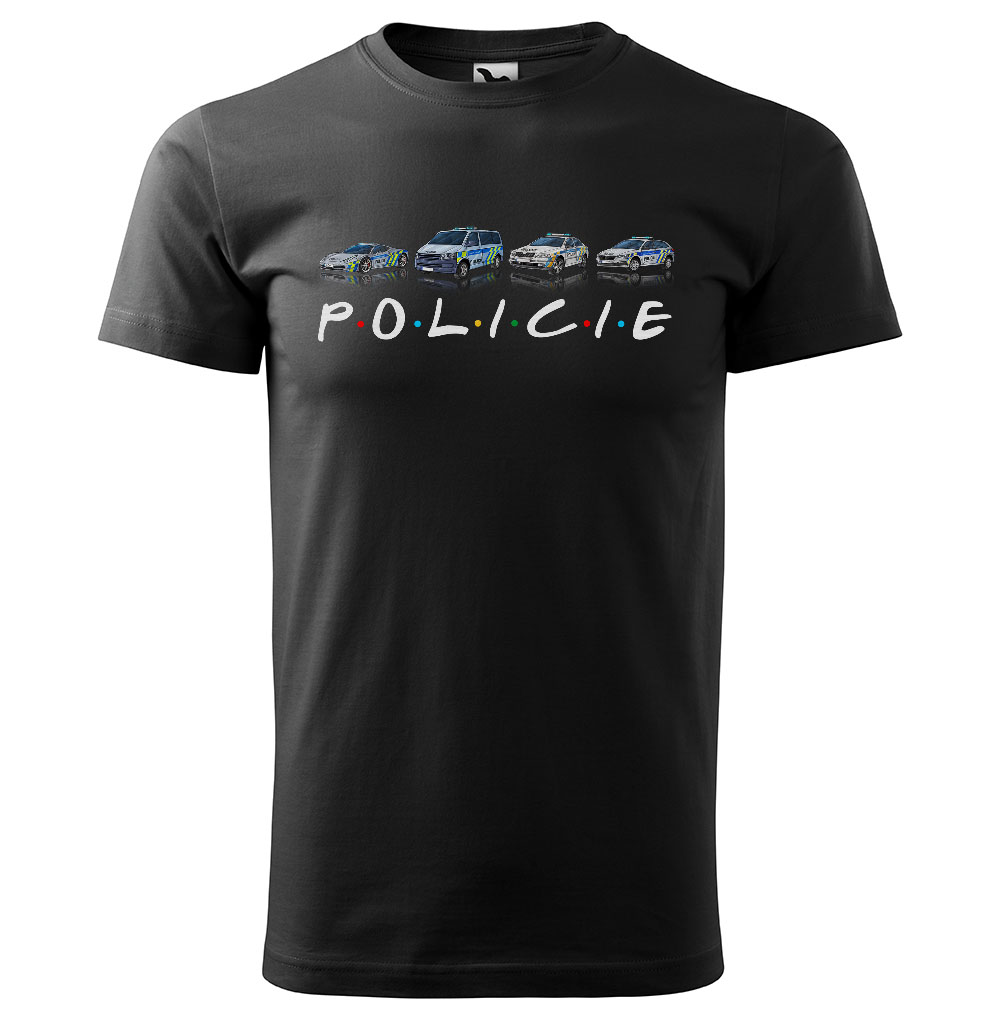 Tričko Policie (Velikost: 4XL, Typ: pro muže, Barva trička: Černá)