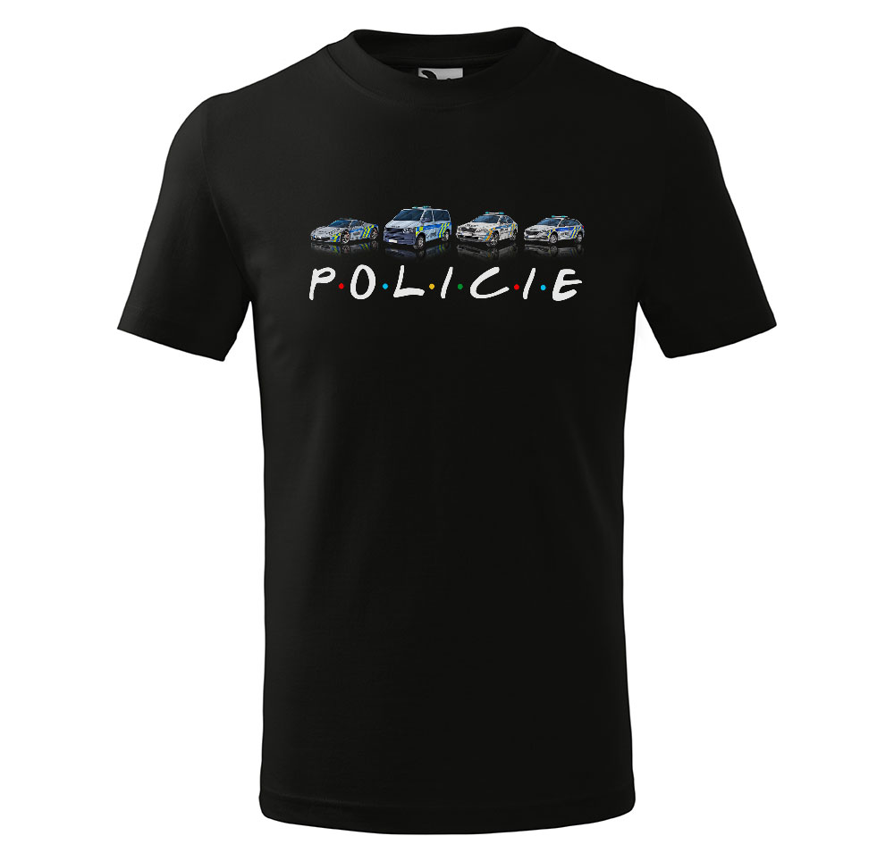 Tričko Policie – dětské (Velikost: 110, Barva trička: Černá)