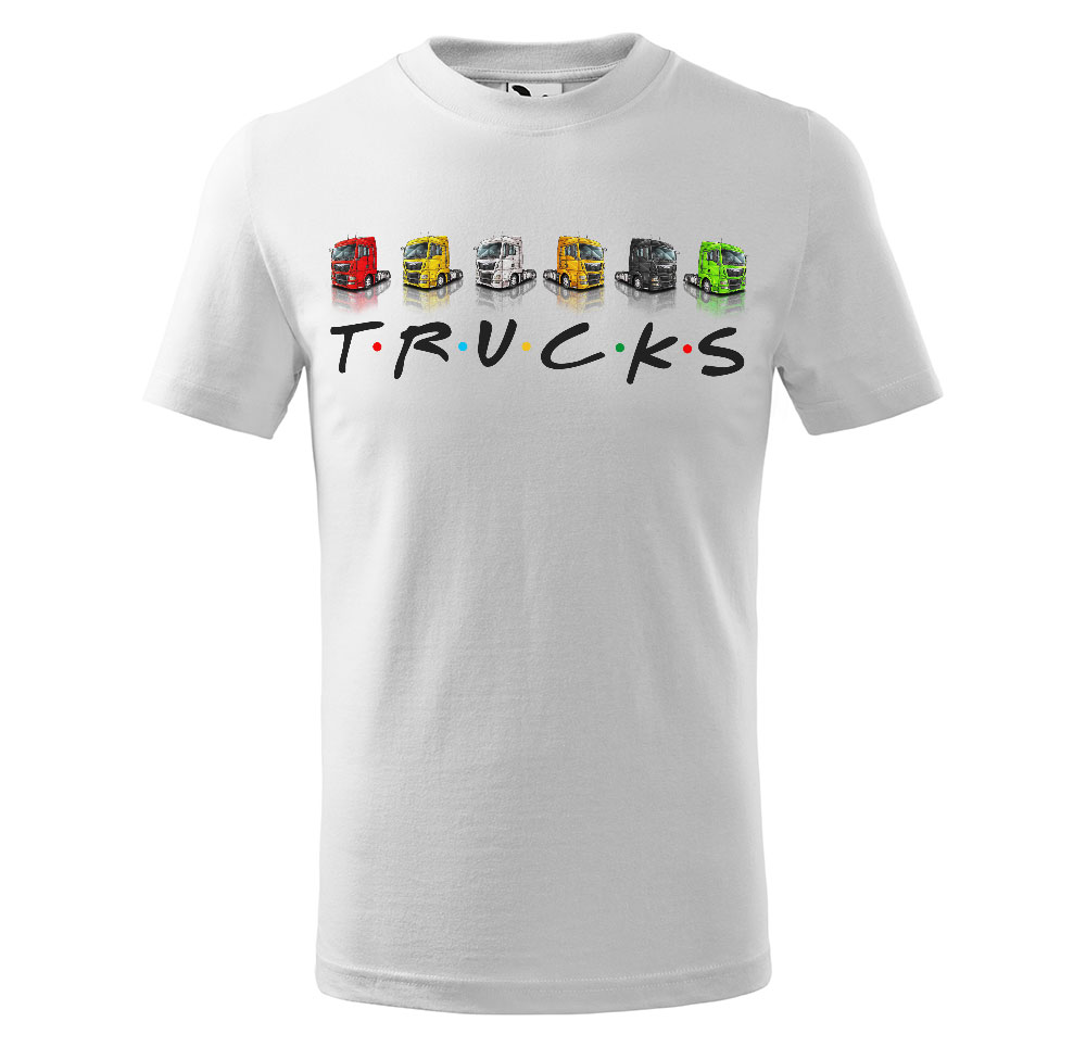 Tričko Trucks - dětské (Velikost: 134, Barva trička: Bílá)