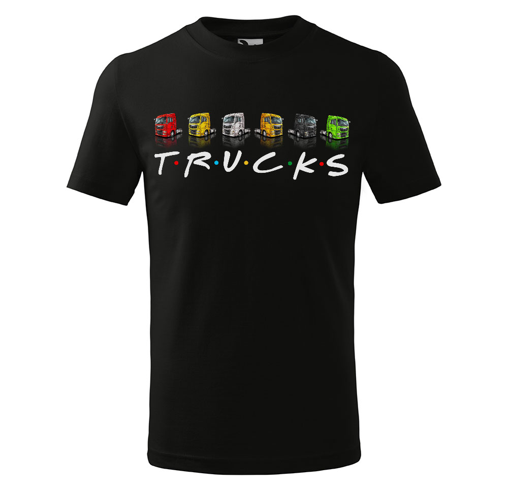 Tričko Trucks - dětské (Velikost: 134, Barva trička: Černá)